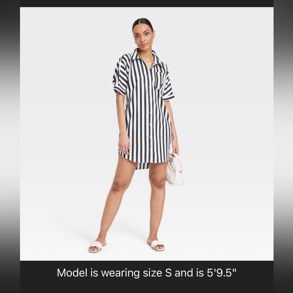 NWT A New Day navy blue short sleeve shirt dress size small